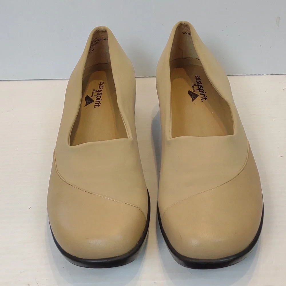 Easy Spirit Englewoodt Slip On Tan Leather/ Soft Microfiber Loafer Wedges